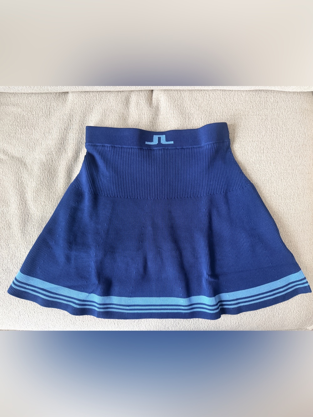 J.Lindeberg Frida Striped Knit Skirt Navy Blue Golf Tennis Mini Skirt NWT